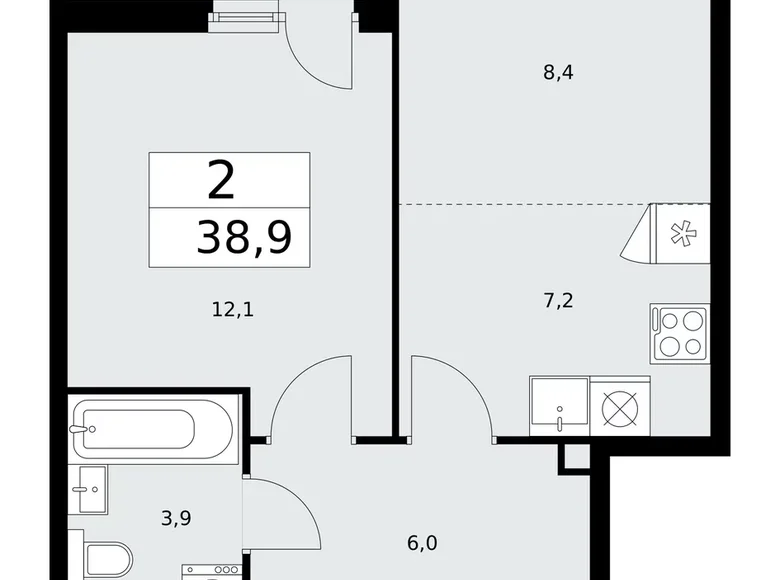 2 room apartment 39 m² poselenie Sosenskoe, Russia