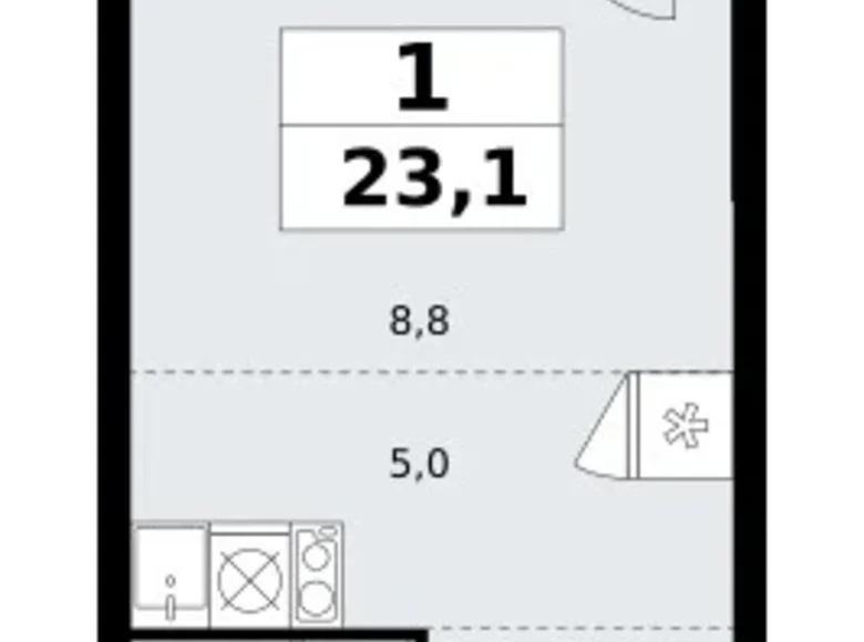 Wohnung 1 zimmer 23 m² poselenie Sosenskoe, Russland