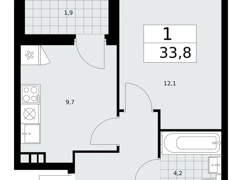 Apartamento 1 habitación 34 m² poselenie Sosenskoe, Rusia