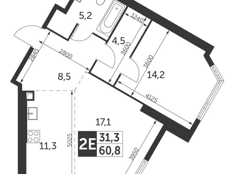 Appartement 2 chambres 61 m² Konkovo District, Fédération de Russie