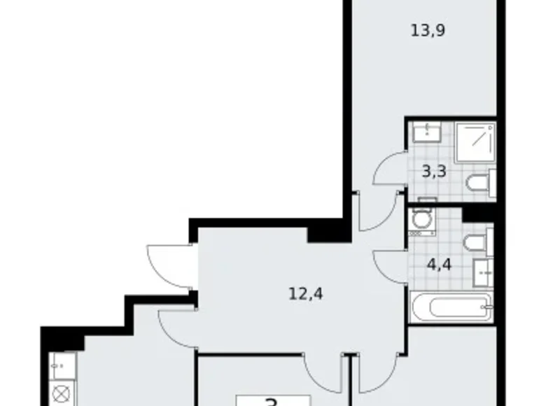 Apartamento 3 habitaciones 72 m² Troitsk, Rusia