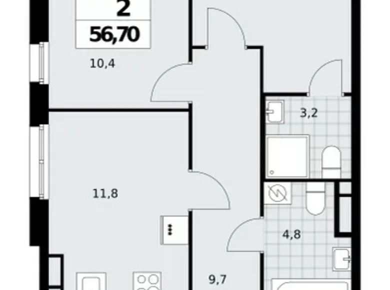 Apartamento 2 habitaciones 57 m² Northern Administrative Okrug, Rusia