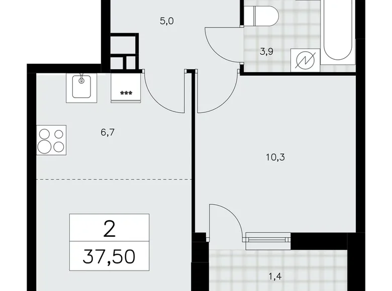 Wohnung 2 Zimmer 38 m² Moskau, Russland