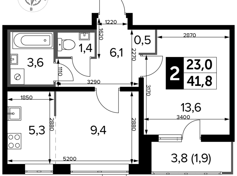 Квартира 2 комнаты 42 м² район Некрасовка, Россия