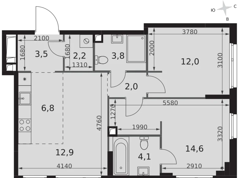 Mieszkanie 3 pokoi 62 m² Moskwa, Rosja