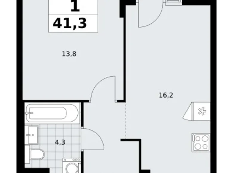 Appartement 1 chambre 41 m² Troïtsk, Russie