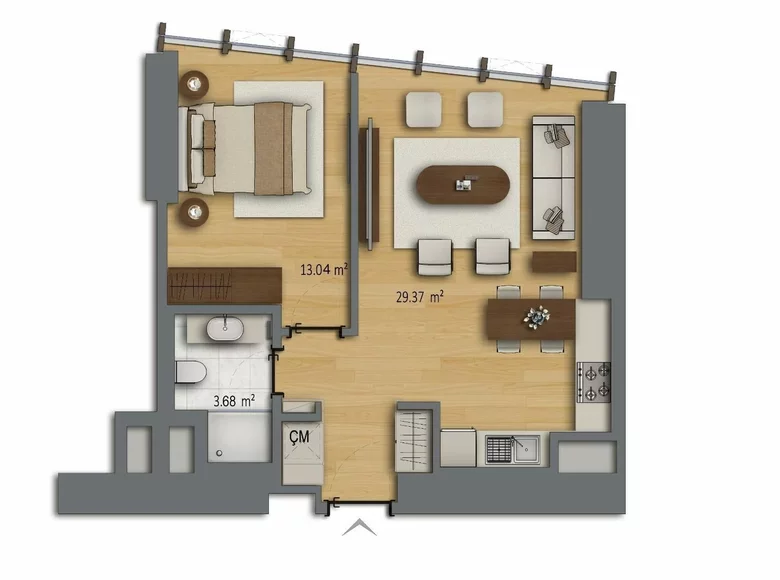Mieszkanie 2 pokoi 69 m² Sisli, Turcja