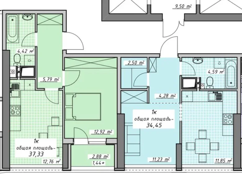 1 room apartment 35 m² Odesa, Ukraine