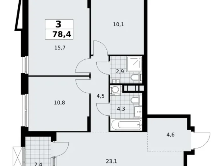 Appartement 3 chambres 78 m² poselenie Sosenskoe, Fédération de Russie