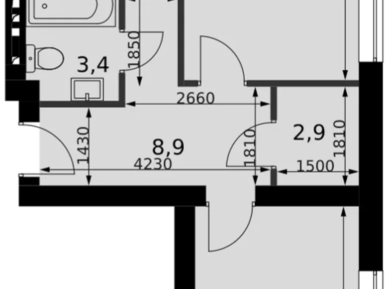 2 room apartment 55 m² Naro-Fominskiy gorodskoy okrug, Russia