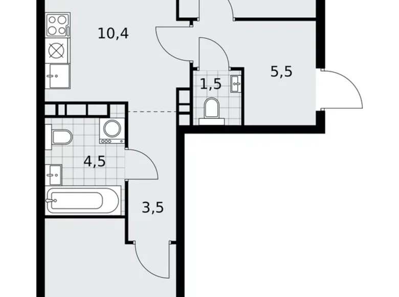 3 room apartment 59 m² poselenie Sosenskoe, Russia