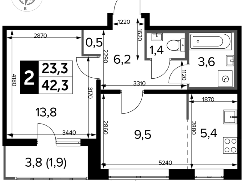 Mieszkanie 2 pokoi 42 m² Nekrasovka District, Rosja