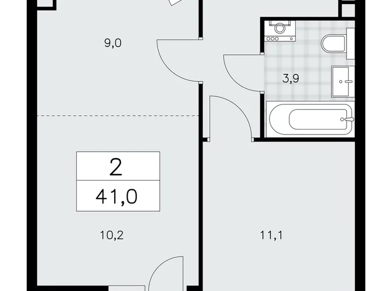 Mieszkanie 2 pokoi 41 m² Moskwa, Rosja