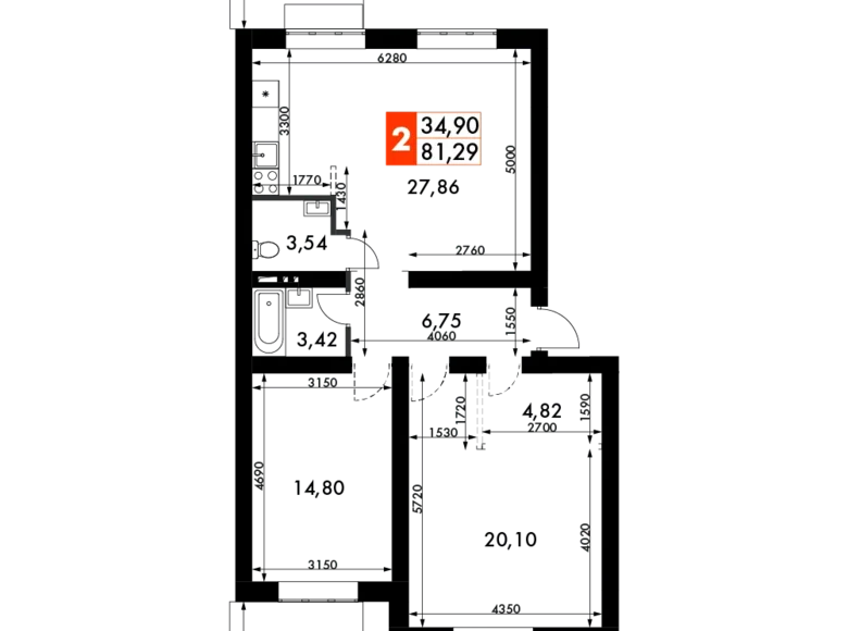 Квартира 2 комнаты 81 м² Одинцовский городской округ, Россия