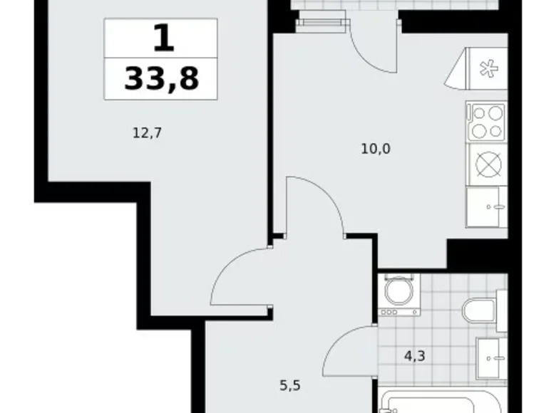 Apartamento 1 habitación 34 m² poselenie Sosenskoe, Rusia