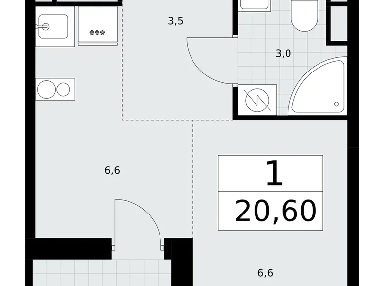 Appartement 1 chambre 21 m² Postnikovo, Fédération de Russie