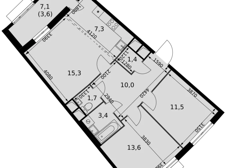 Apartamento 3 habitaciones 68 m² Razvilka, Rusia