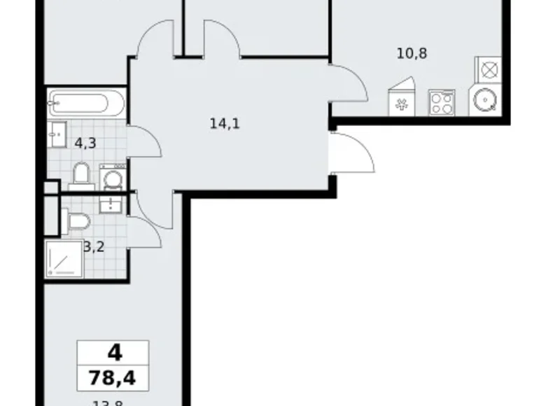 Mieszkanie 4 pokoi 78 m² Postnikovo, Rosja