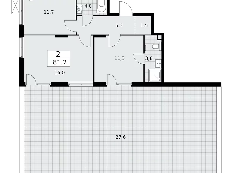Apartamento 2 habitaciones 81 m² poselenie Desenovskoe, Rusia