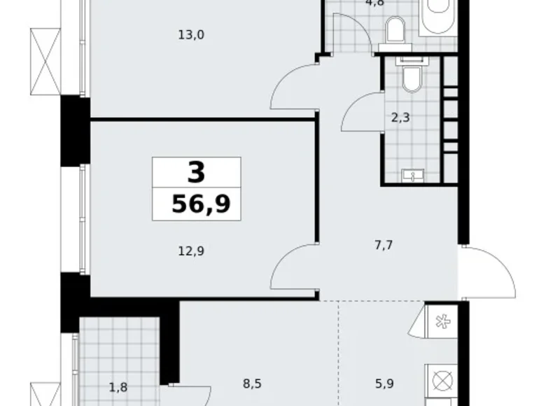 Wohnung 3 zimmer 57 m² Kommunarka, Russland