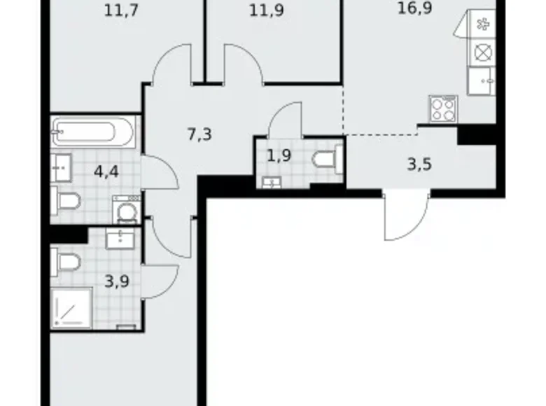 Apartamento 3 habitaciones 78 m² poselenie Sosenskoe, Rusia