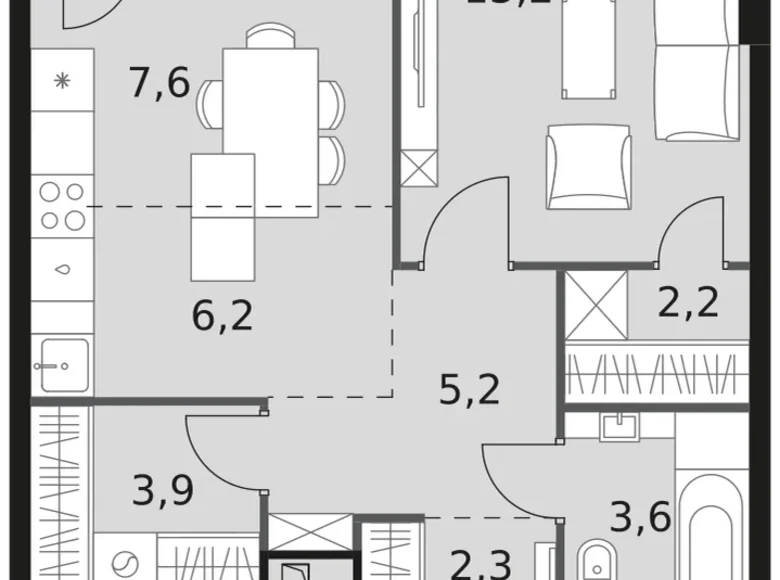 Appartement 2 chambres 46 m² Moscou, Fédération de Russie