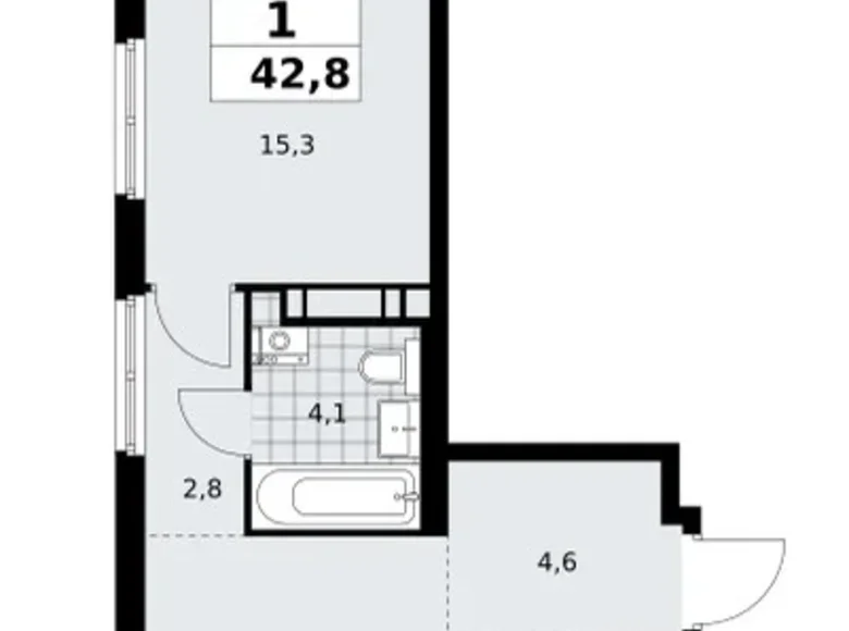 Квартира 1 комната 43 м² поселение Сосенское, Россия