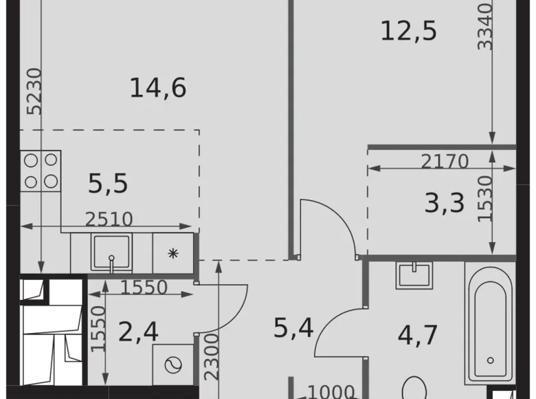 Wohnung 2 zimmer 48 m² Nordwestlicher Verwaltungsbezirk, Russland