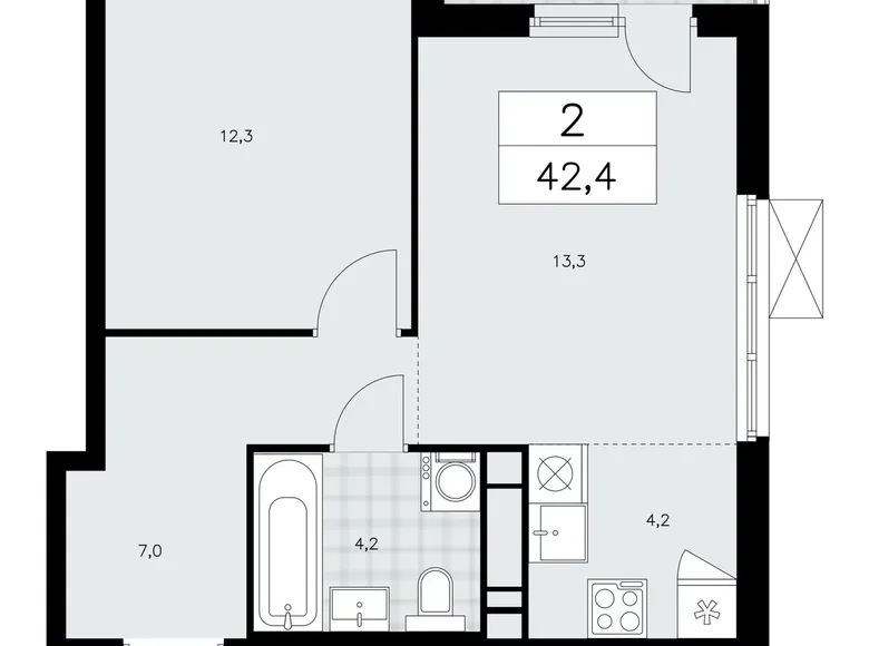 Apartamento 2 habitaciones 42 m² poselenie Sosenskoe, Rusia