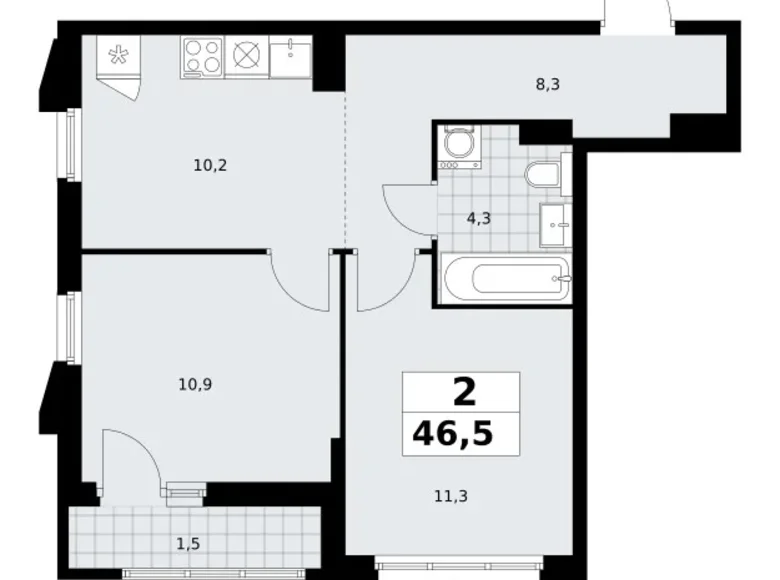 Apartamento 2 habitaciones 47 m² Troitsk, Rusia