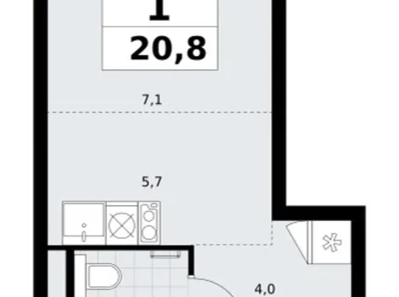 Appartement 1 chambre 21 m² Postnikovo, Fédération de Russie