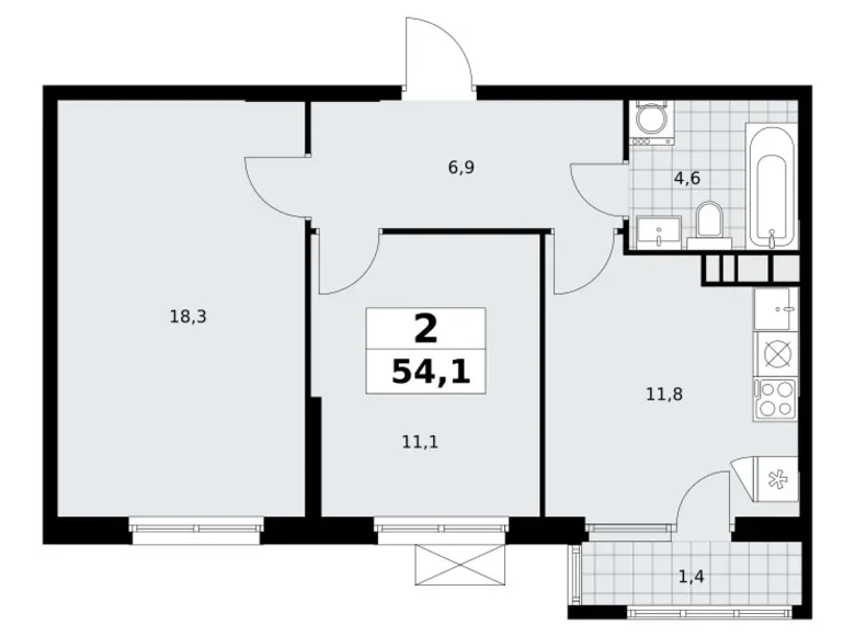 Квартира 2 комнаты 54 м² Юго-Западный административный округ, Россия