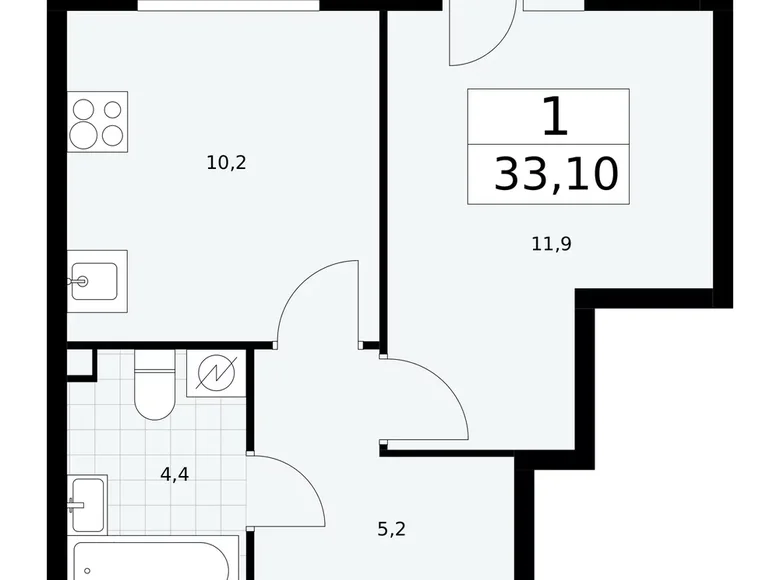 Квартира 1 комната 33 м² Postnikovo, Россия