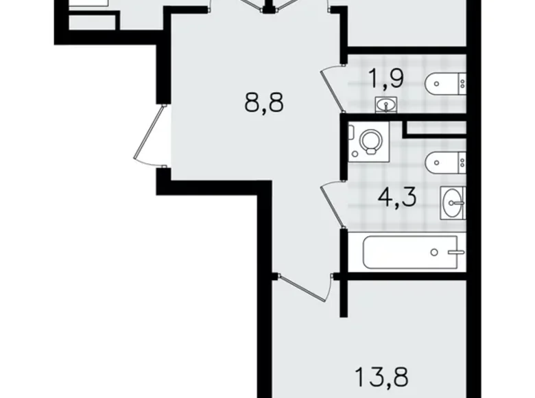 Квартира 2 комнаты 56 м² Всеволожск, Россия