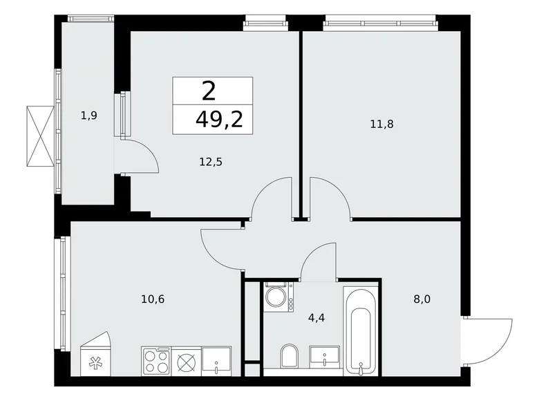 Mieszkanie 2 pokoi 49 m² poselenie Sosenskoe, Rosja