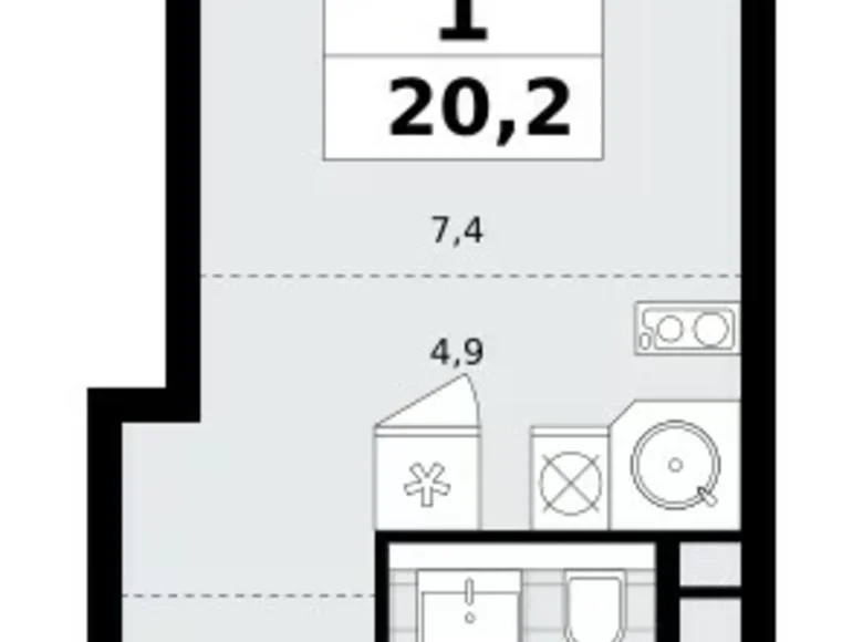 Wohnung 1 zimmer 20 m² poselenie Sosenskoe, Russland