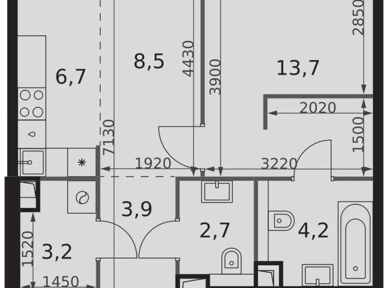 1 room apartment 43 m² Moscow, Russia