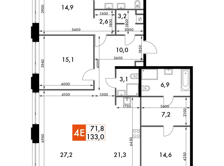 Квартира 4 комнаты 133 м² Северо-Западный административный округ, Россия