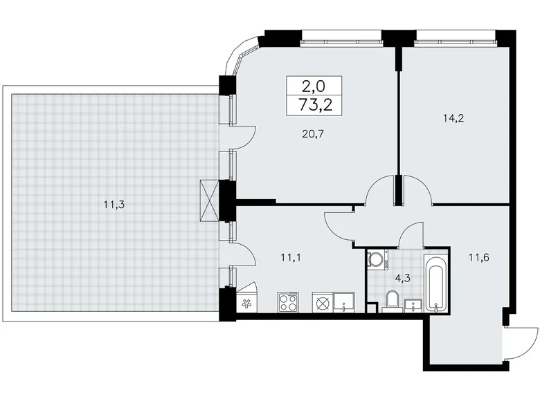 Wohnung 2 zimmer 73 m² poselenie Sosenskoe, Russland