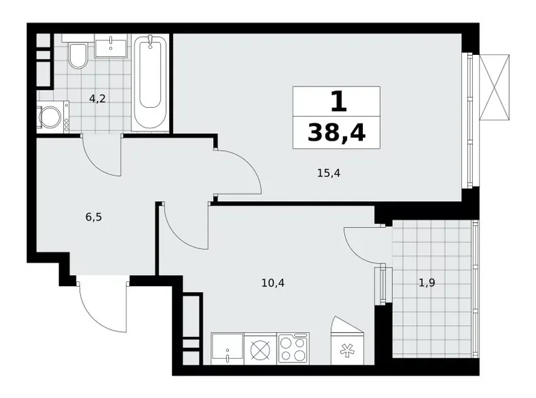 Apartamento 1 habitación 38 m² Moscú, Rusia