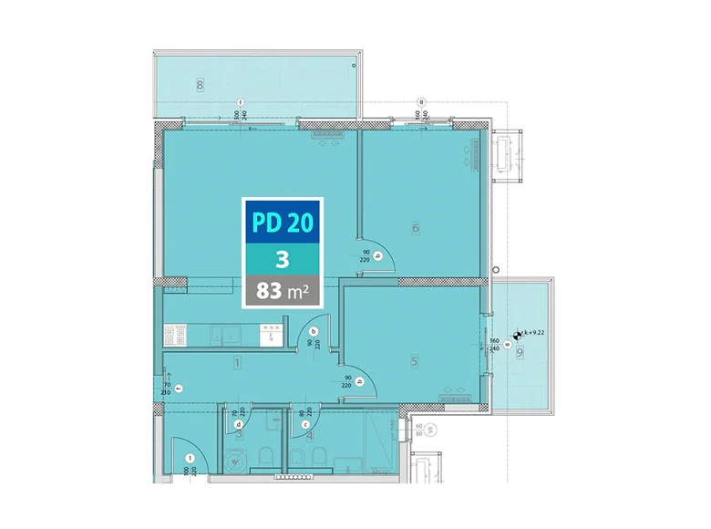 3 room apartment 83 m² Provodina, Montenegro