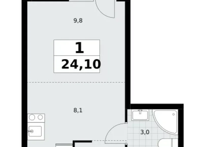 1 room apartment 24 m² Postnikovo, Russia