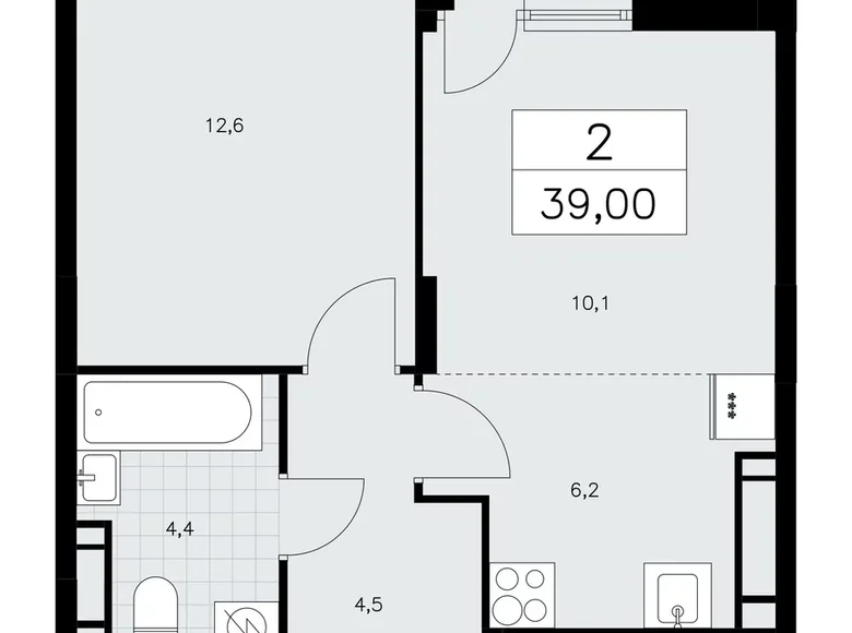 2 room apartment 39 m² poselenie Sosenskoe, Russia