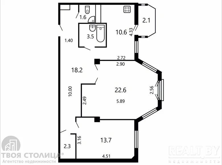 Wohnung 2 zimmer 73 m² Minsk, Belarus