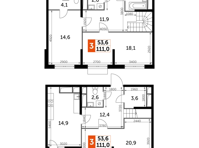 Mieszkanie 3 pokoi 110 m² Razvilka, Rosja