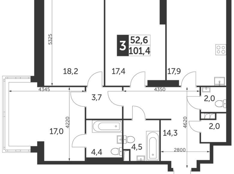 Wohnung 3 zimmer 101 m² Konkovo District, Russland