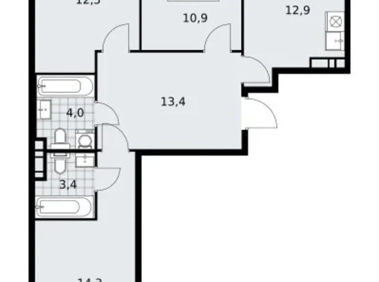 Apartamento 3 habitaciones 73 m² poselenie Sosenskoe, Rusia