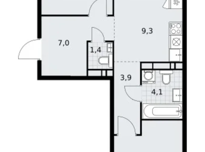 3 room apartment 60 m² Vnukovo, Russia