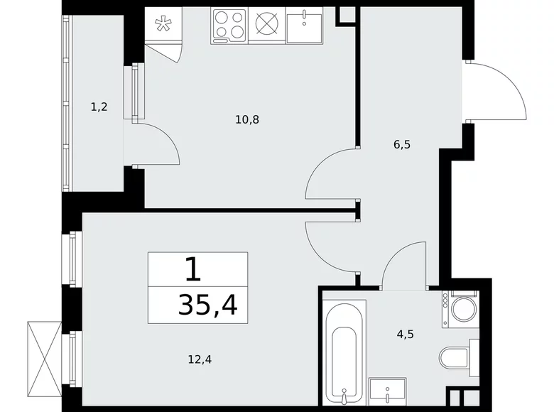 1 room apartment 35 m² poselenie Sosenskoe, Russia