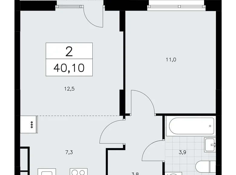 Mieszkanie 2 pokoi 40 m² poselenie Sosenskoe, Rosja